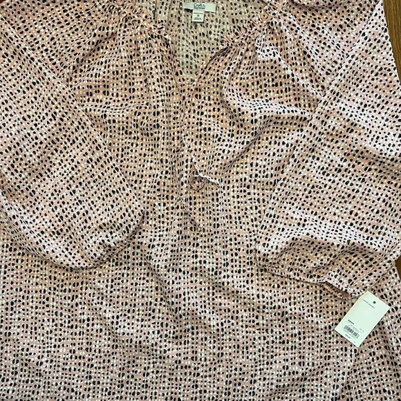 Croft & Barrow Pink and Black Dotted Blouse - Picture 1 of 8